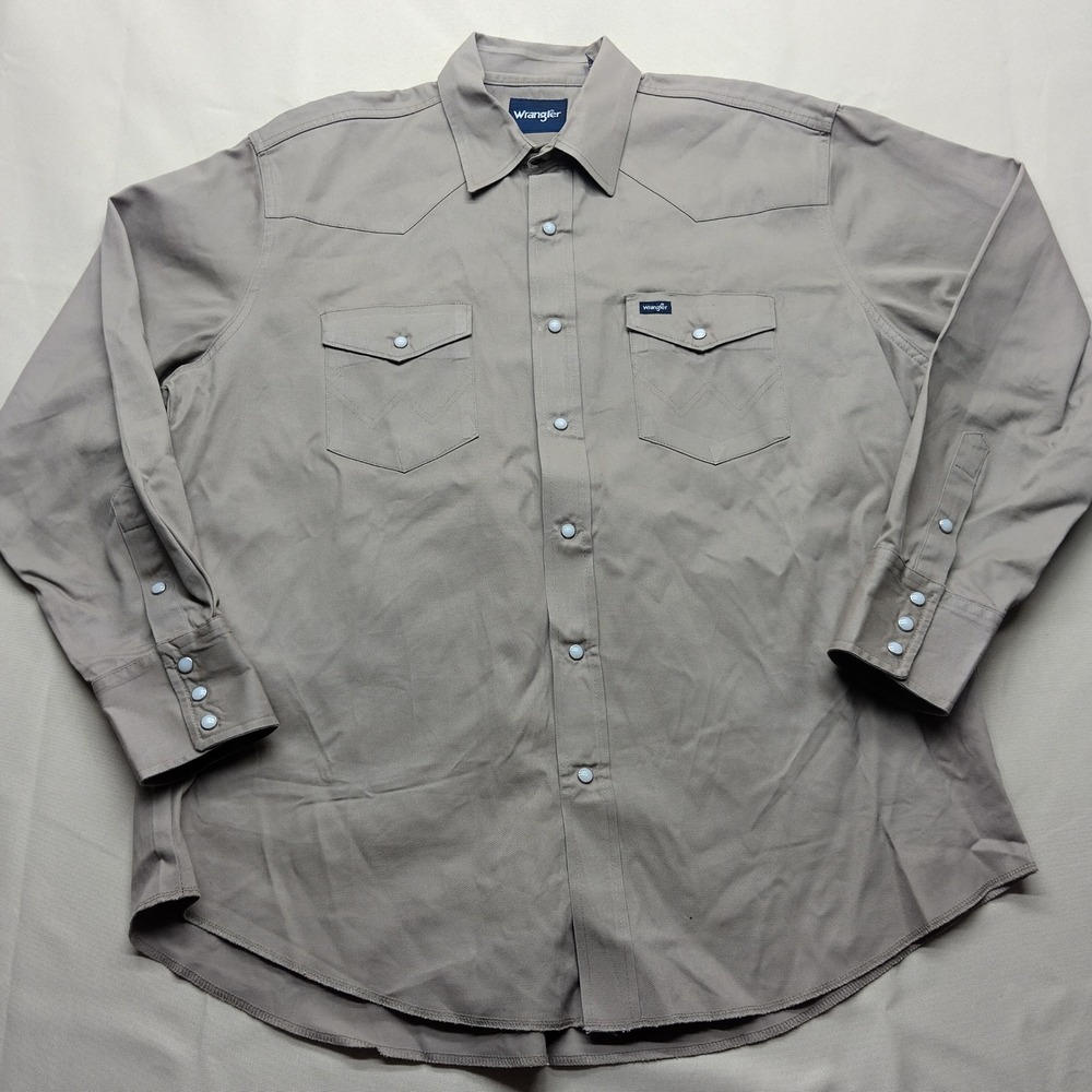 Wrangler Mens Tan Khaki Western Snap Front Shirt XL Long Sleeve Cotton WTMH98213